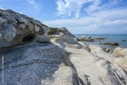 Fototapeta Naklejka Na Ścianę i Meble -  Orange beach (Kavourotrypes, Portokali) in Halkidiki near Sarti, Greece	