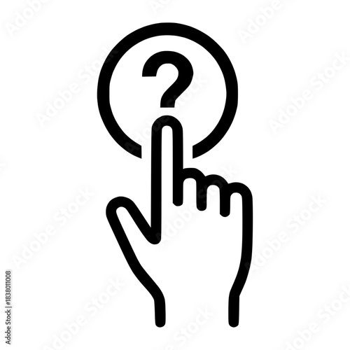 User inquiry concept hand pushing question button