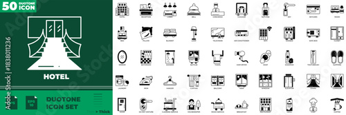 Hotel Duotone Editable Icons set