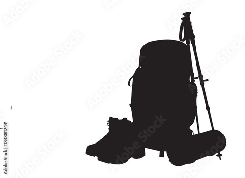 PriHiking and Trekking Gear Silhouette Vectornt
