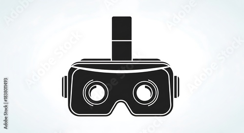 Black VR Headset Silhouette on White Background for Virtual Reality.