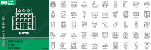Hotel Line Editable Icons set