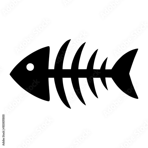 Minimal fish skeleton vector representing environmental awareness and danger to marine life