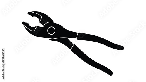 A simple black and white illustration of a pair of adjustable pliers