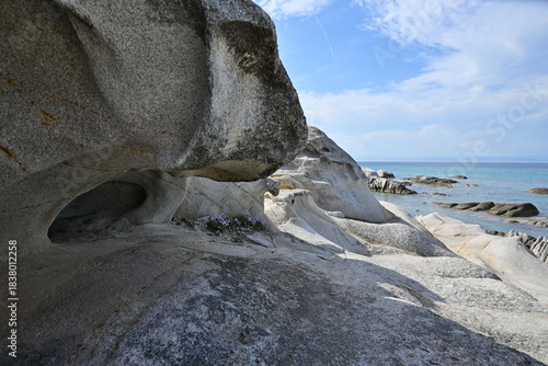 Fototapeta Naklejka Na Ścianę i Meble -  Orange beach (Kavourotrypes, Portokali) in Halkidiki near Sarti, Greece	