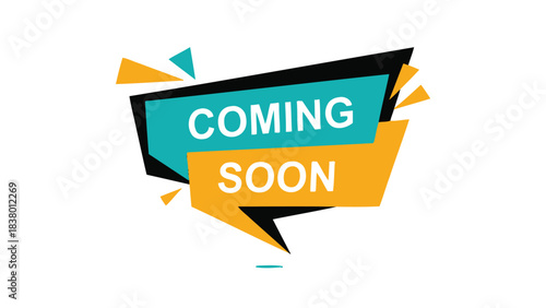 Colorful abstract banner with the text coming soon displayed prominently