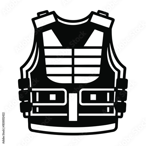 bulletproof vest with tactical gear black and white