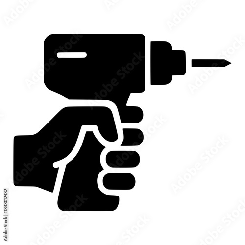 hand holding a drill, construction and repair concept