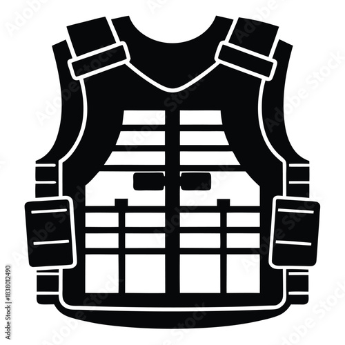 bulletproof vest with tactical gear black and white
