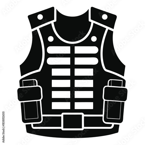 bulletproof vest with tactical gear black and white