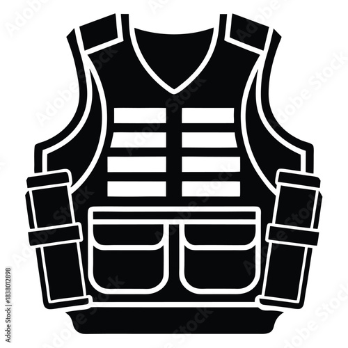 bulletproof vest with tactical gear black and white