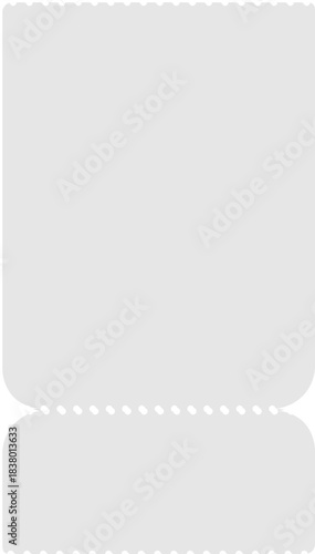 Empty ticket template with perforated borders for raffle, event entry passes, cinema stubs and lottery promotion designs