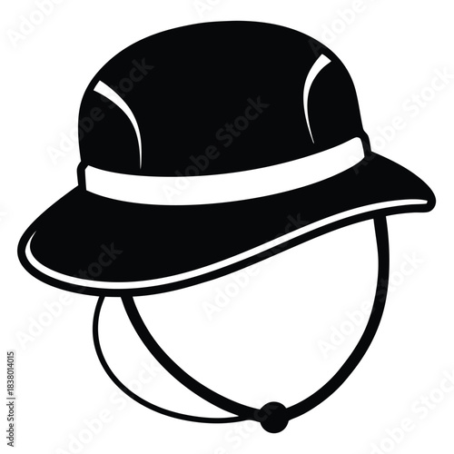 bucket hat with chin strap black and white silhouette