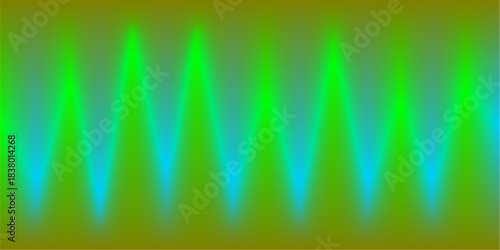 Abstract wavy pattern of green and blue light against a brown background.