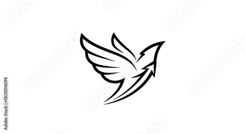 Stylized Dove with Arrow Tail Logo Design.