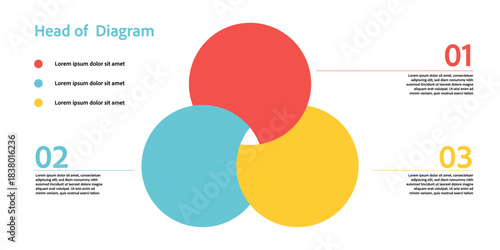 Three circle venn diagram with clear overlap zones for marketing infographic charts, balanced process visuals and modern outline graphic design.