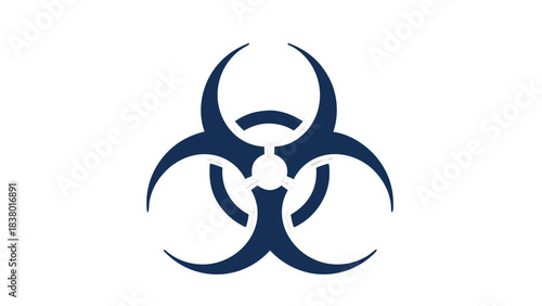 Biohazard Symbol In Dark Blue And White Outline On Black Background Danger Warning Sign