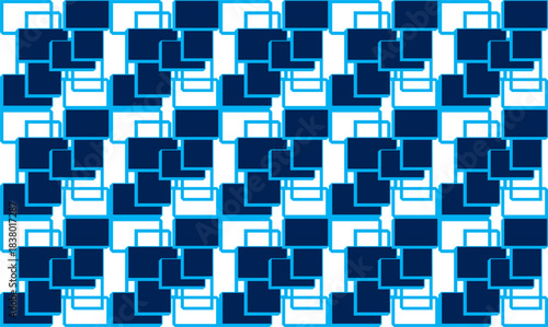abstract blue background with squares, navy blue overlap square block patter repeat seamless pattern design for fabric printing or t-shirt screening paint, border frame 