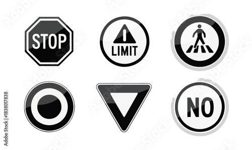 Road signs collection isolated on white background