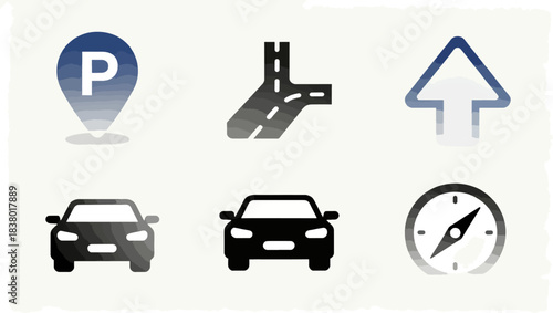 Transportation and navigation icons set for design