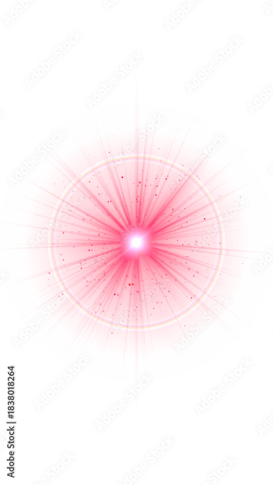 Obraz premium sun light flare red dust glitter shining starson transparent background, png valentines day and new year and christmas,isolated vertical social media motion design element 