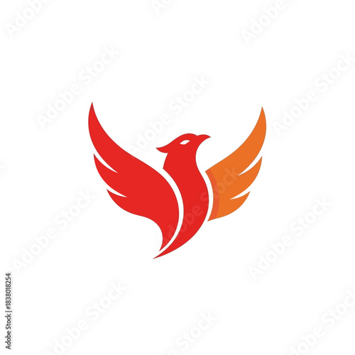 Stylized Phoenix Bird Logo with Red and Orange Wings.