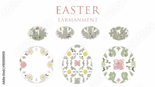 Elegant easter egg designs featuring delicate floral patterns and soft pastel colors