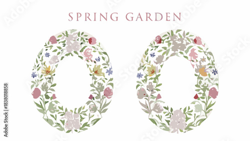 A pink floral design illustration featuring a heart shape, vector art, and a stylized number zero with an alphabet letter decoration and a flower sign in the frame pattern