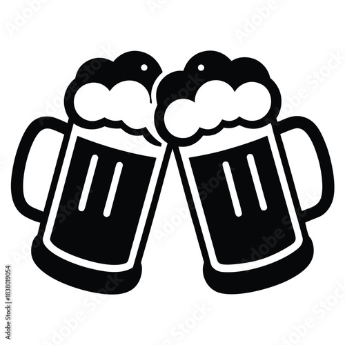 two clinking beer mugs icon