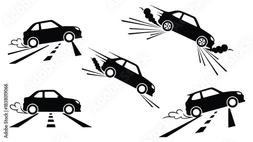 Dynamic cars in motion on a road