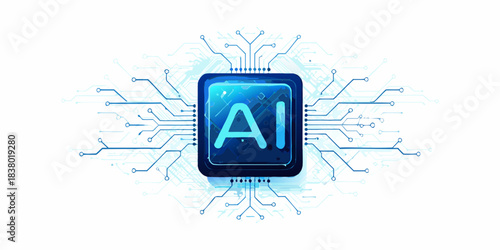 Artificial intelligence chip with circuits a futuristic technology concept illustration