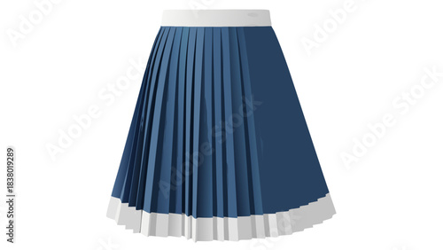 Blue Pleated Skirt With White Trim