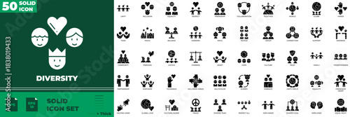 Diversity Solid Editable Icons set