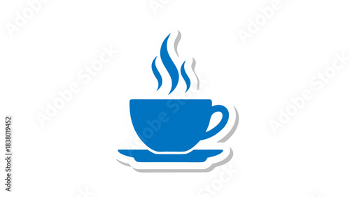 Blue Coffee Cup Silhouette With Steam Rising On A Black Background Representing Hot Beverage And Cafe Culture