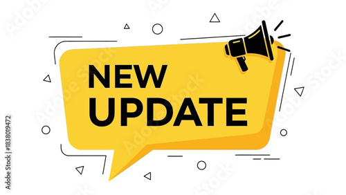 Megaphone with new update speech bubble banner. Loudspeaker. Can be used for business, marketing and advertising. eps 10