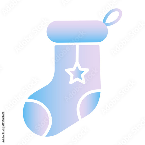 Gradient Christmas sock icon vector illustration