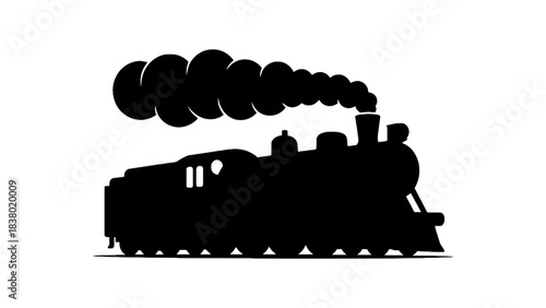 Vintage steam train in motion with smoke