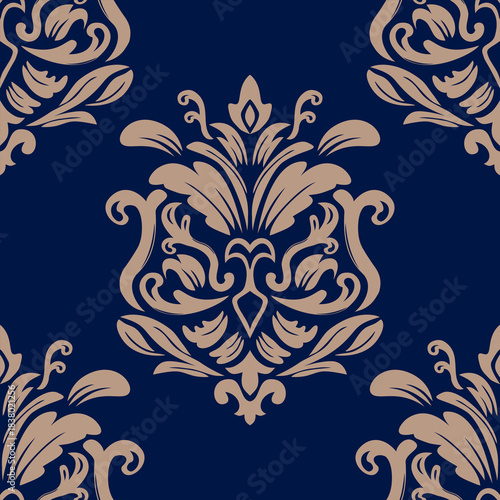 Damask seamless repeat element pattern. Beautiful luxury vintage floral damask vector illustration. Design for wallpaper, decorative, texture, textile, ornament, wrapping, shirts, clothing