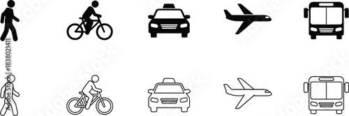 set of black and white icons