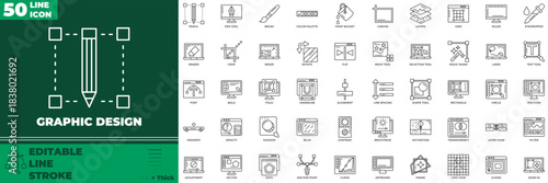 Graphic Design Line Editable Icons set