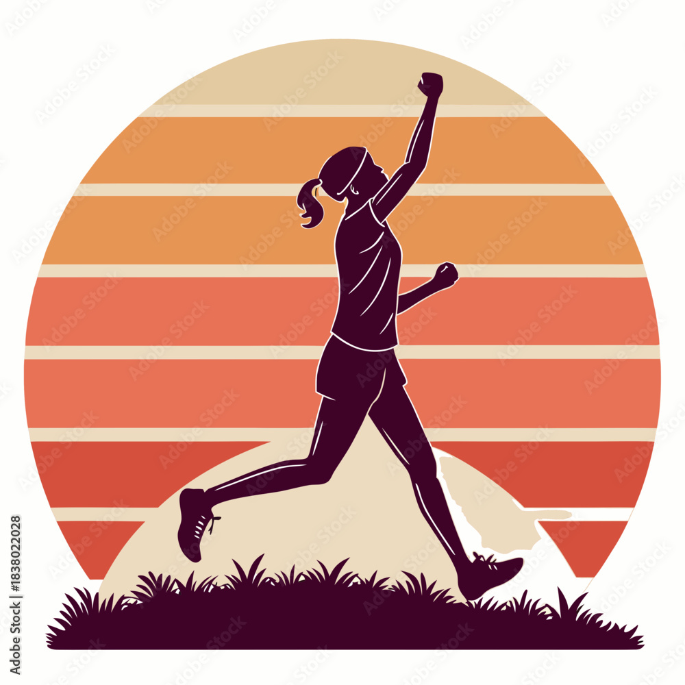 Obraz premium Running man silhouette vector illustration in action playing sports