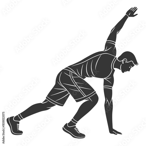 Silhouette of a young woman dancing and doing yoga in a simple vector style