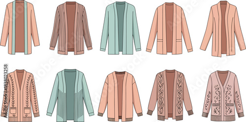 Collection of Stylish Light Pink and Blue Cardigans with Embroidery and Stripes