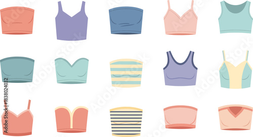 Collection of Colorful Women's Crop Tops in Various Styles and Colors