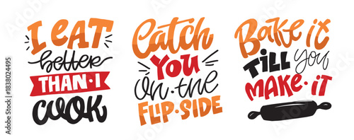 Hand drawn doodle lettering quote about kitchen, cooking. Lettering for t-shirt design, mug print, bag print, clothes fashion. 100% hand drawn vector image.
