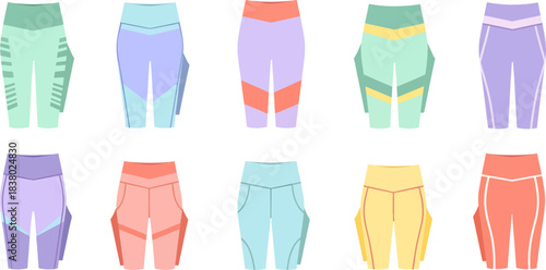 Colorful Sport Leggings Collection in Bright Pastel Shades for Fitness and Activewear