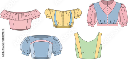 Colorful Women's Crop Tops Collection in Soft Pastel Shades for Fashionable Casual Wear