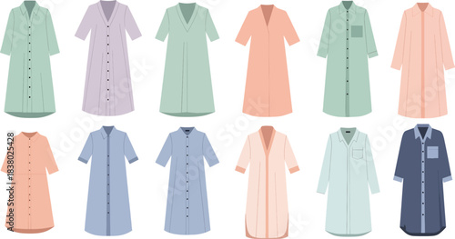 Set of Colorful Medical Lab Coats in Pastel Shades for Healthcare Professionals