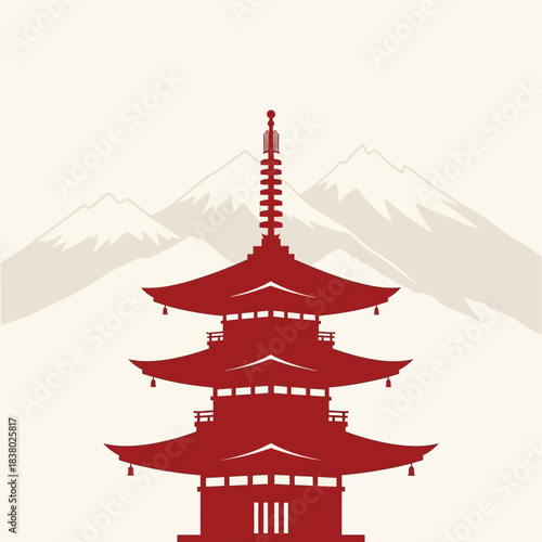 Traditional Japanese Pagoda Architecture.