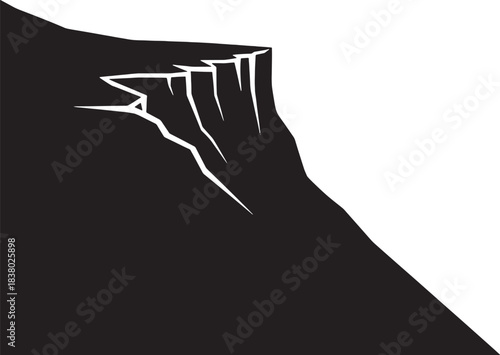 Black silhouette of a jagged cliff edge Keywords: cliff, mountain, rock, peak, summit, ascent